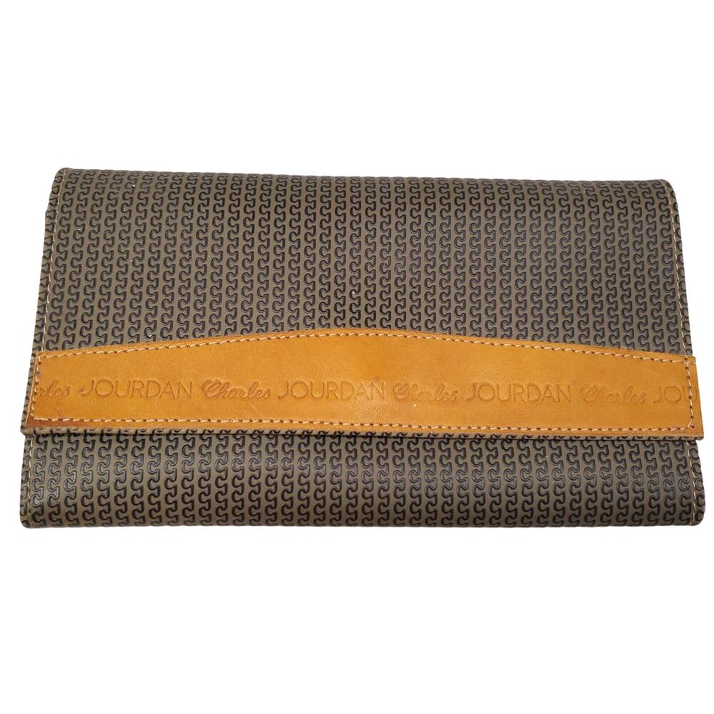 Vintage Charles Jourdan Actif Long Bifold Leather Wallet Embossed